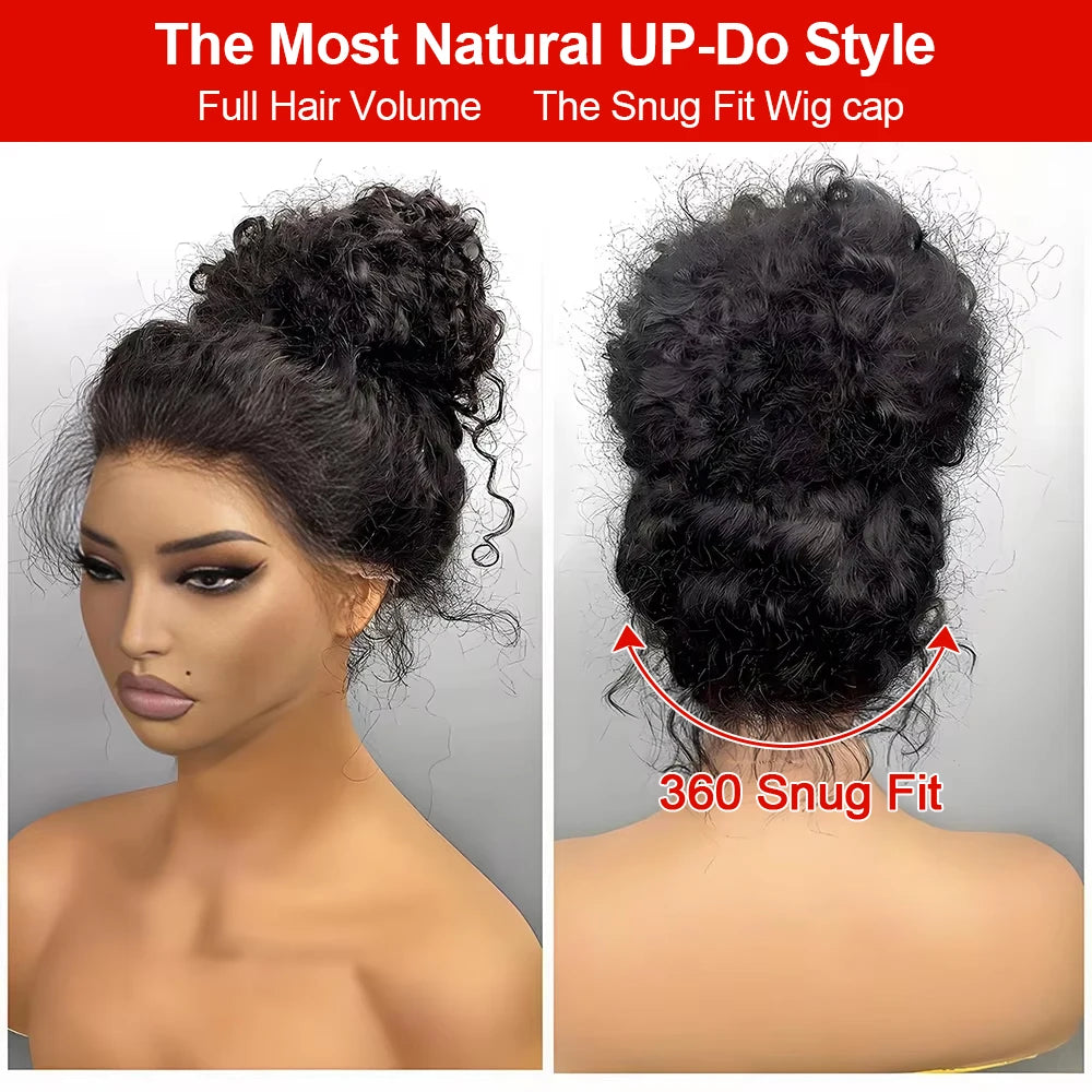 Deep wave human hair full lace frontal wigs.