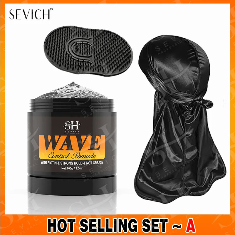 Sevich Deep Waves Pomade – Natural Shiny Hair Oil with Brush, Sport Waves Cream for Men