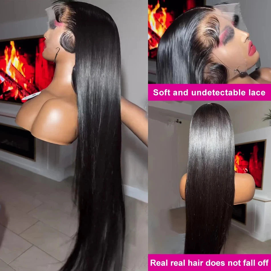Full Lace Wig – Pre-Plucked Human Hair, Natural Straight Frontal for Women