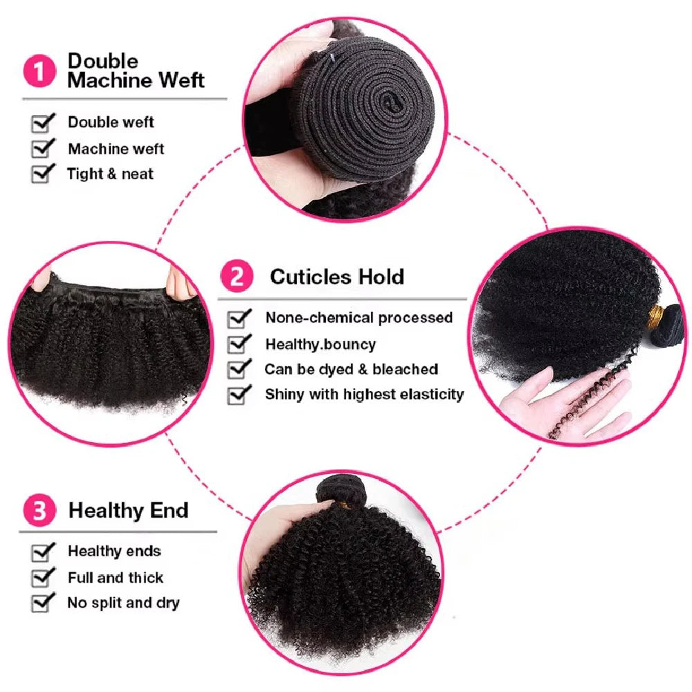 Premium 100% Natural Hair Bundles – Kinky Curly Raw Human Hair