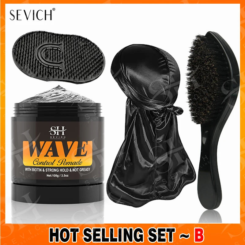 Sevich Deep Waves Pomade – Natural Shiny Hair Oil with Brush, Sport Waves Cream for Men