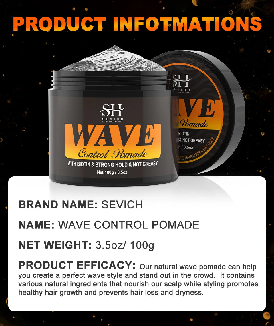Sevich Deep Waves Pomade – Natural Shiny Hair Oil with Brush, Sport Waves Cream for Men
