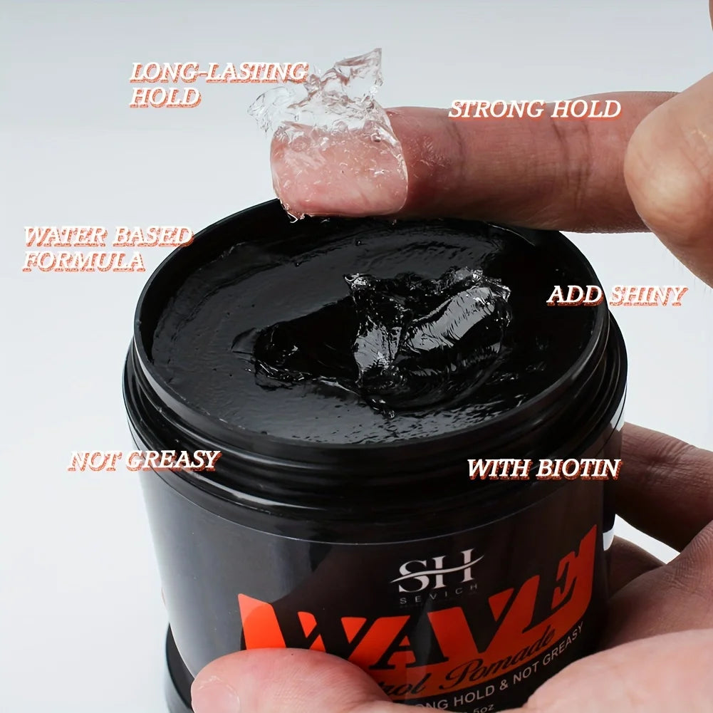 Sevich Deep Waves Pomade – Natural Shiny Hair Oil with Brush, Sport Waves Cream for Men