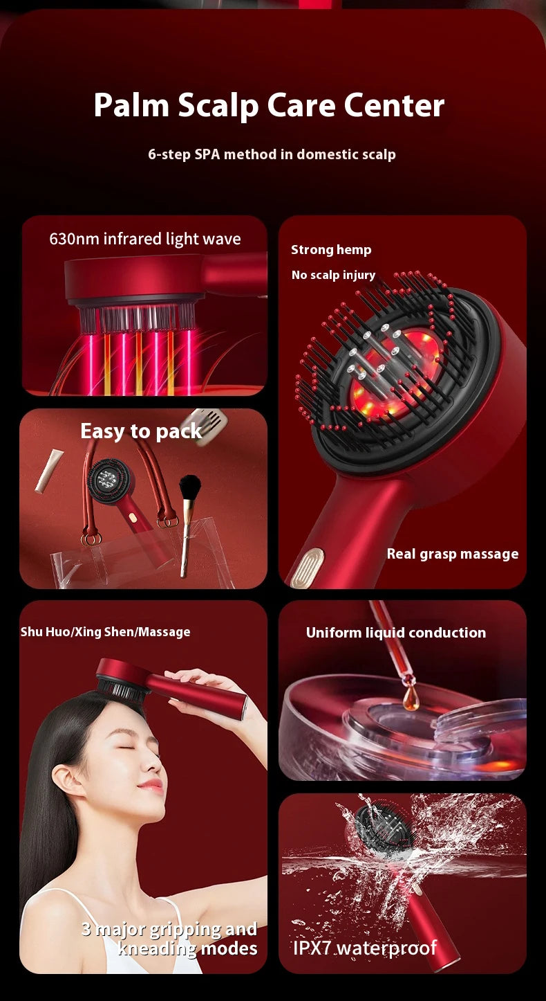 Electric Massage Hair Comb – Red Light &amp Liquid Application