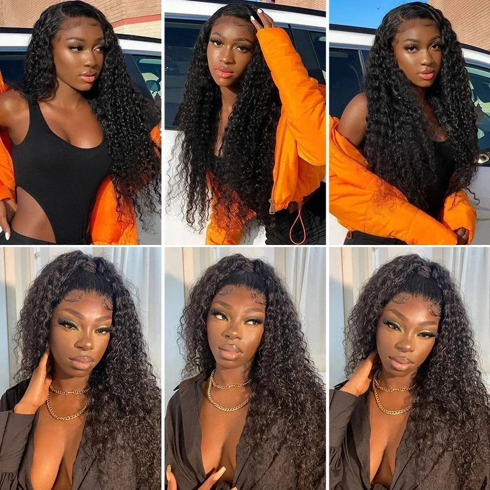 Curly Wig – HD Lace Frontal, Deep Wave Human Hair, Pre-plucked.
