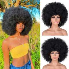 Natural Black Afro Wig – Short Curly Bob, Human Hair, Glueless & Easy Wear