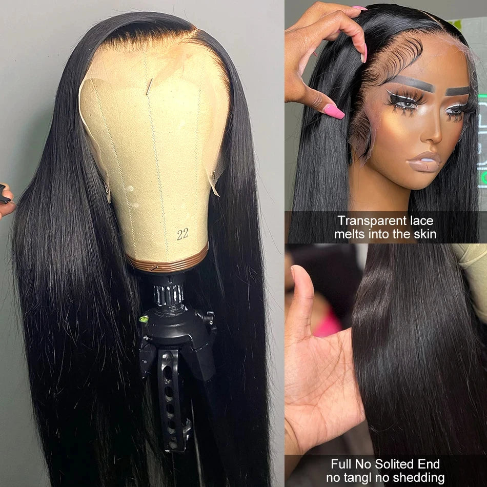 Full Lace Wig – Pre-Plucked Human Hair, Natural Straight Frontal for Women