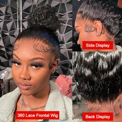 Deep wave human hair full lace frontal wigs.