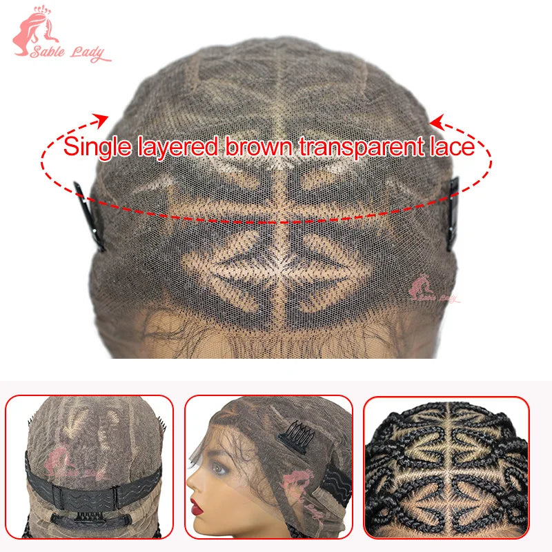 Full Lace Synthetic Wig - Knotless Heart Box Braids, Blonde, Braiding Hair