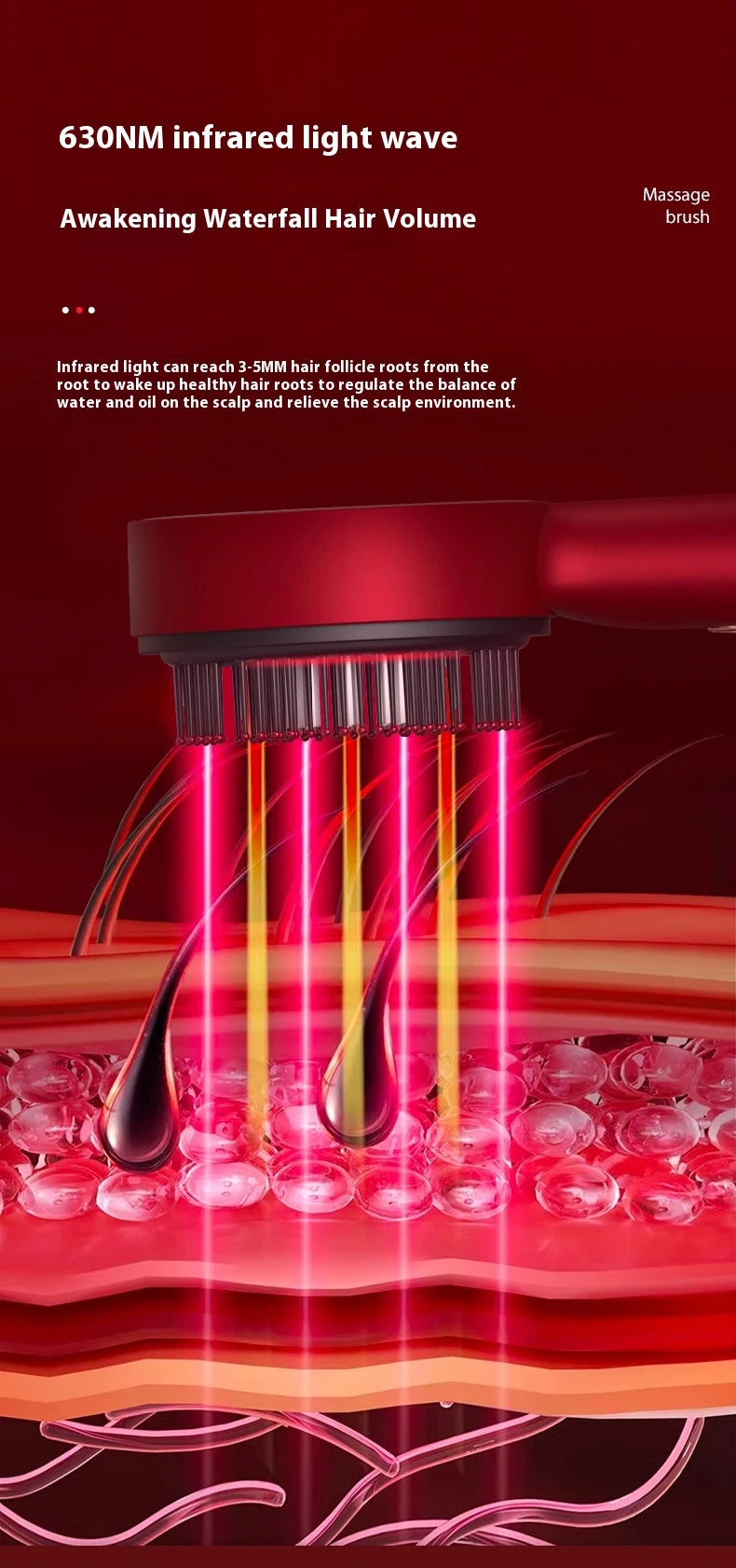 Electric Massage Hair Comb – Red Light &amp Liquid Application