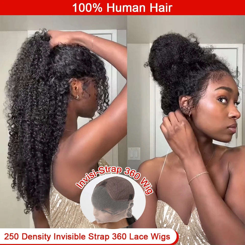 Deep wave human hair full lace frontal wigs.