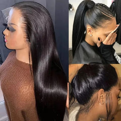 Full Lace Wig – Pre-Plucked Human Hair, Natural Straight Frontal for Women