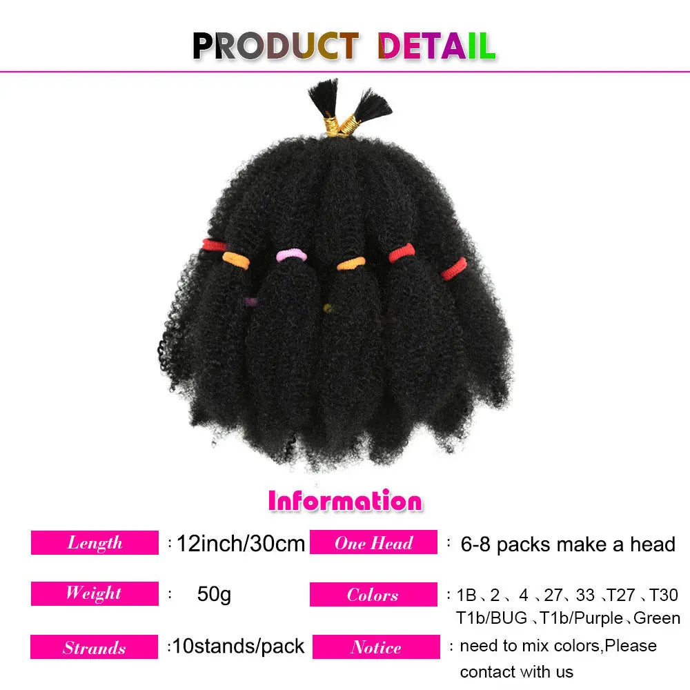 Afro Braiding Hair – Synthetic Kinky Twist, 12 Inches, Pre-Stretched for Easy Styling
