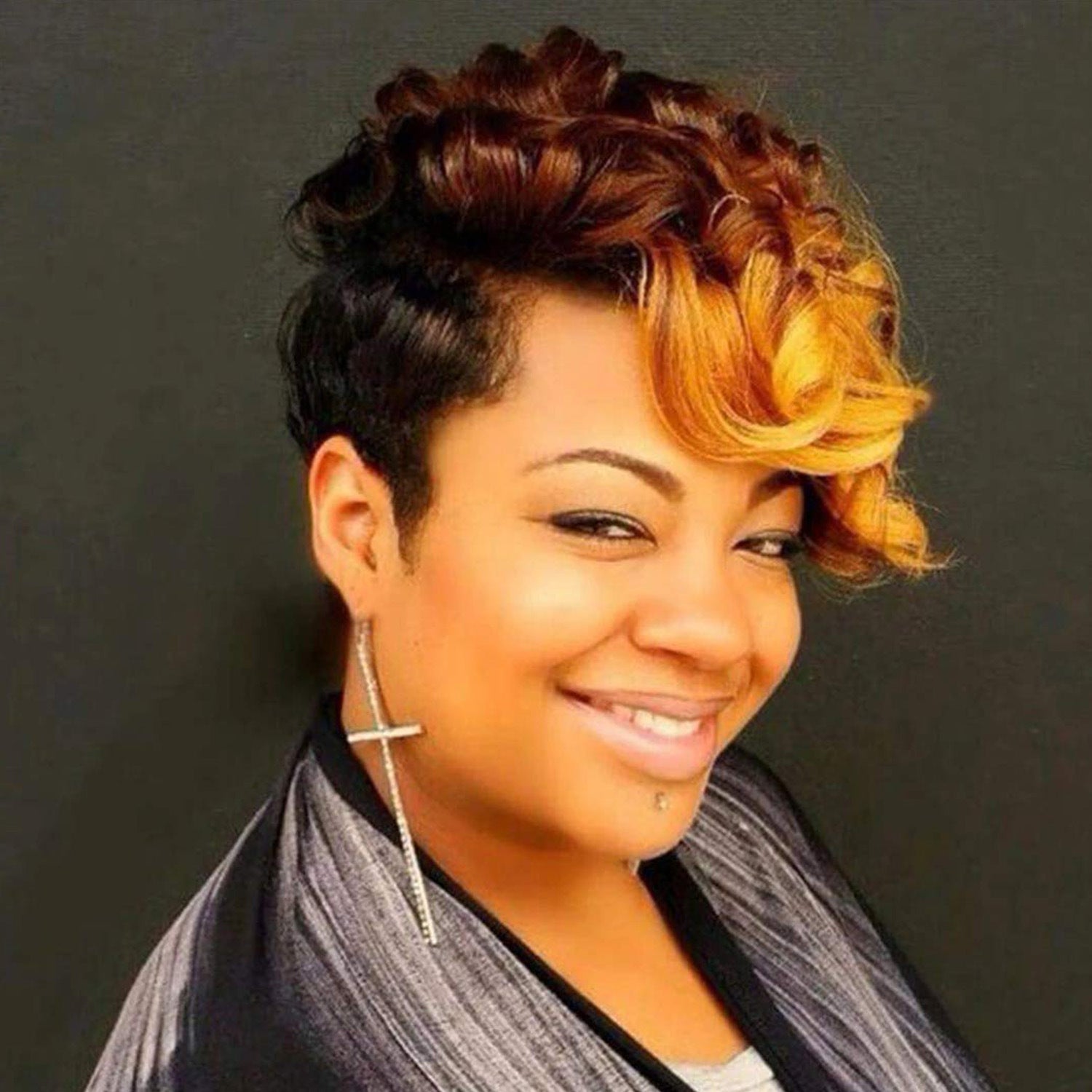 Short Curly Hair Wig – European & American Look, High-Quality Chemical Fiber