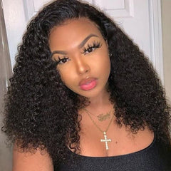 Short Bob Wig Kinky Curly Lace Front 100% Human Hair