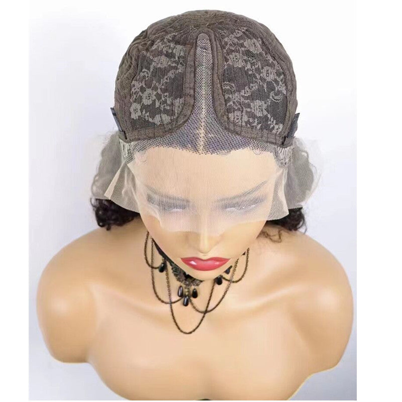 Short Bob Wig Kinky Curly Lace Front 100% Human Hair