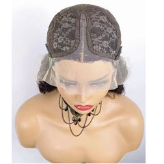 Short Bob Wig Kinky Curly Lace Front 100% Human Hair
